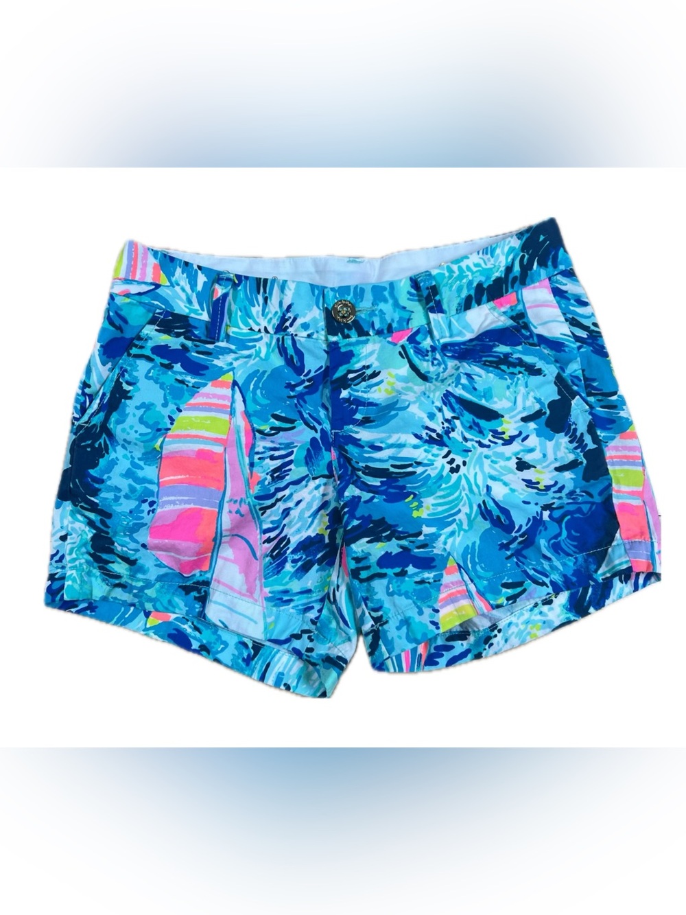 Lily Pulitzer Blue Tropical Print Women’s Callahan Shorts, 0